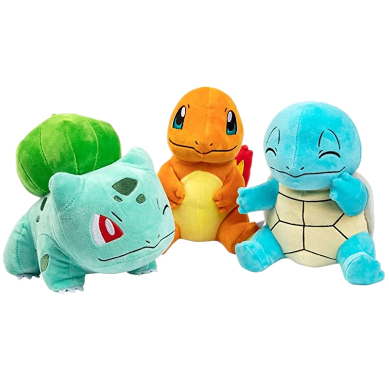 

20CM Cute Pokémon Plush Starter 3 Pack - Charmander, Squirtle & Bulbasaur Generation One Stuffed Animals Gift For Children