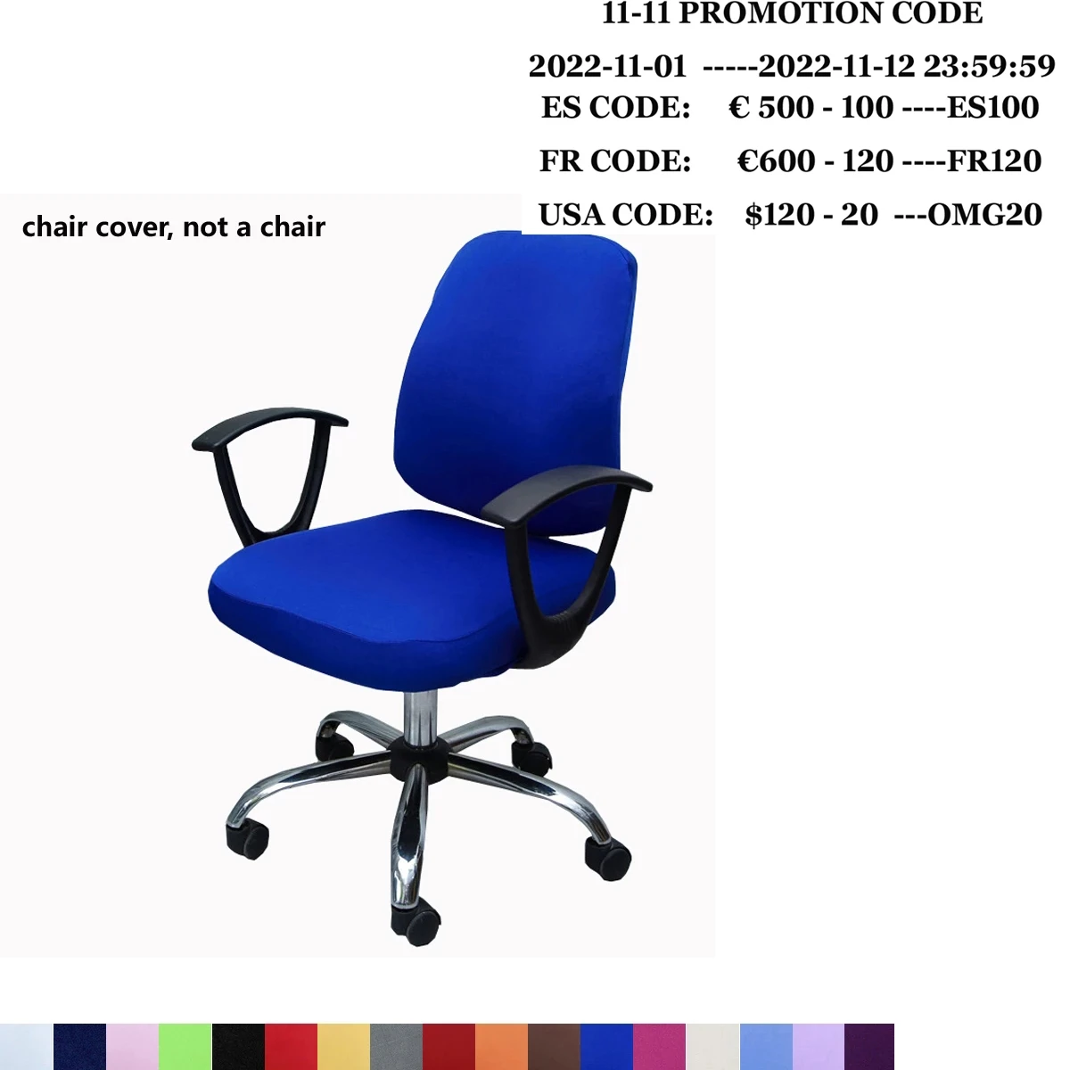 Solid Office Computer Chair Cover Spandex Split Seat Cover Universal