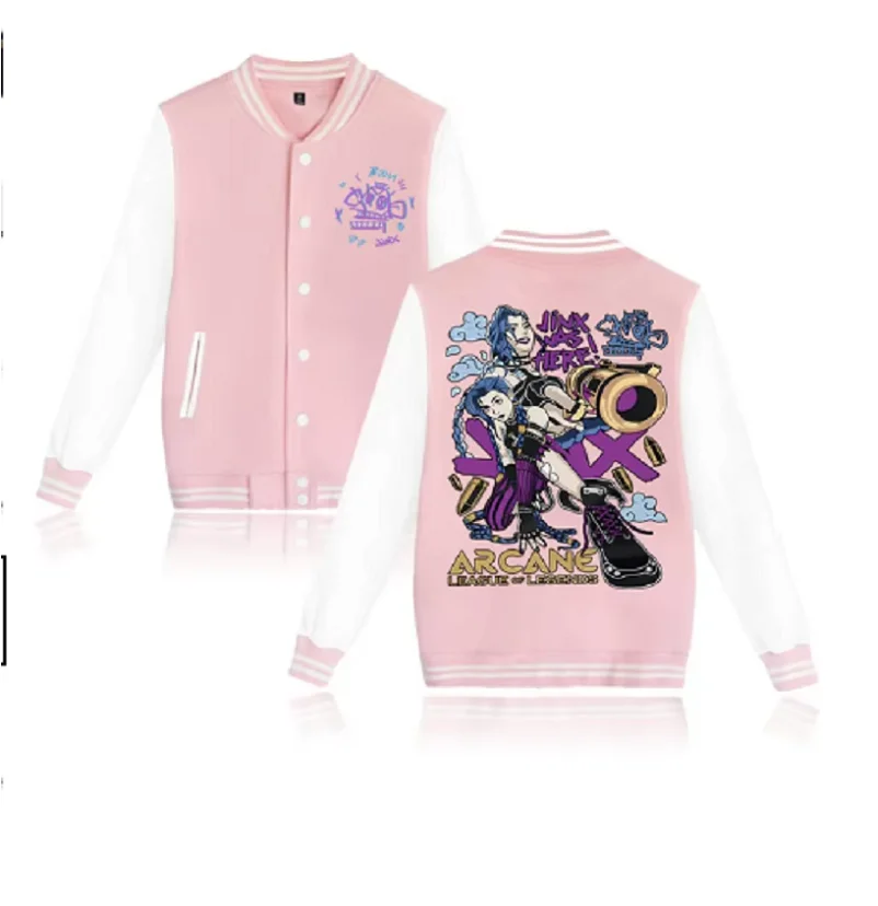 Arcane/Jinx Hoodie Baseball Jacket Women Men Baseball Uniform Jackets Men Clothes Top for Game Lover 5