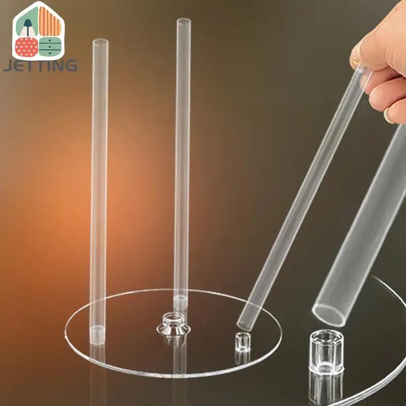 Cake Tier Stacking Kit Cake Stand Base 1Pc Separator Plate With 3Pc Stick Clear Dowel Rods Set For Tiered Construction