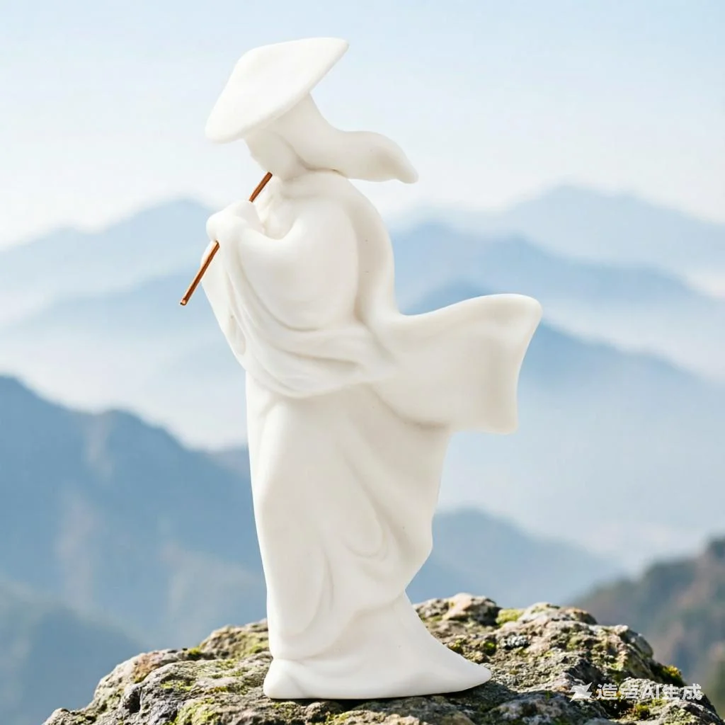 Weiße Porzellanfigur 12cm Chinesischer Zen Jianghu Schwertkämpfer Orientalische Minimalistische Kunst Kreatives Geschenk Heim- und Bürodekoration Teeraum-Dekor – Detail 7