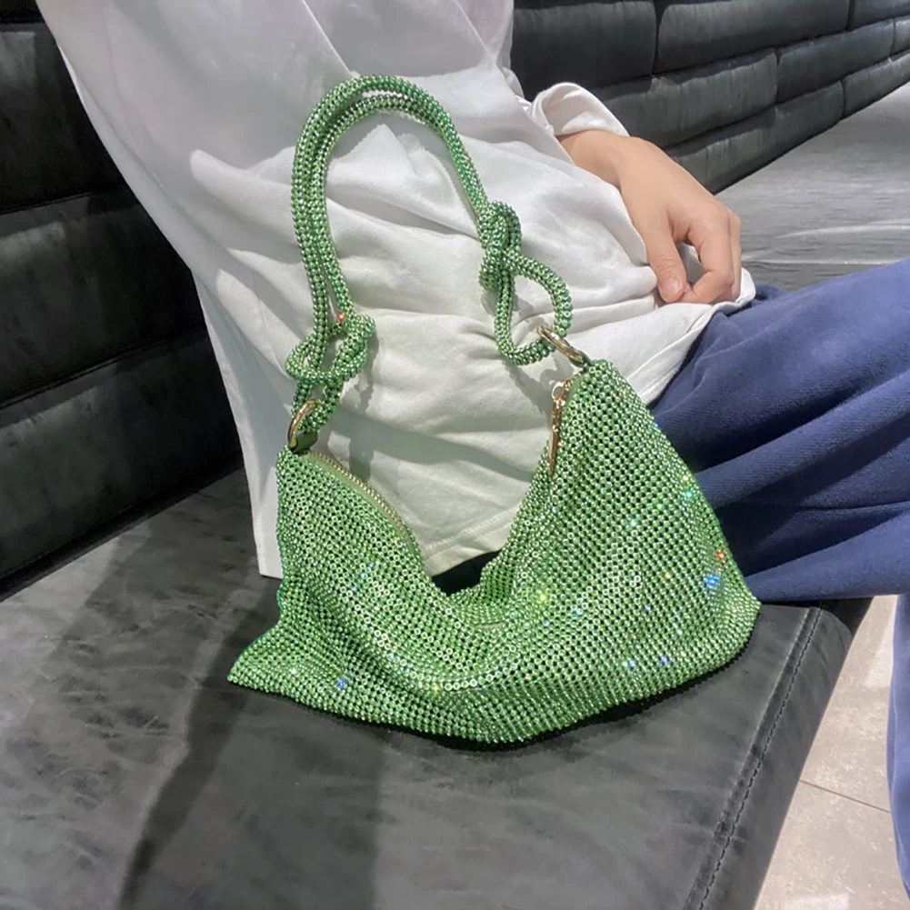 Bolso de mano con diamantes de imitación para mujer, bolsa de mano de noche con brillantes plateados, PARA CENA, boda, diseñador de lujo| | - AliExpress