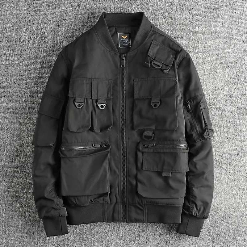 

Padded thick Fall/winter new functional trend flight Jacket Men's cargo three-dimensional pocket comfortable baseball jacket