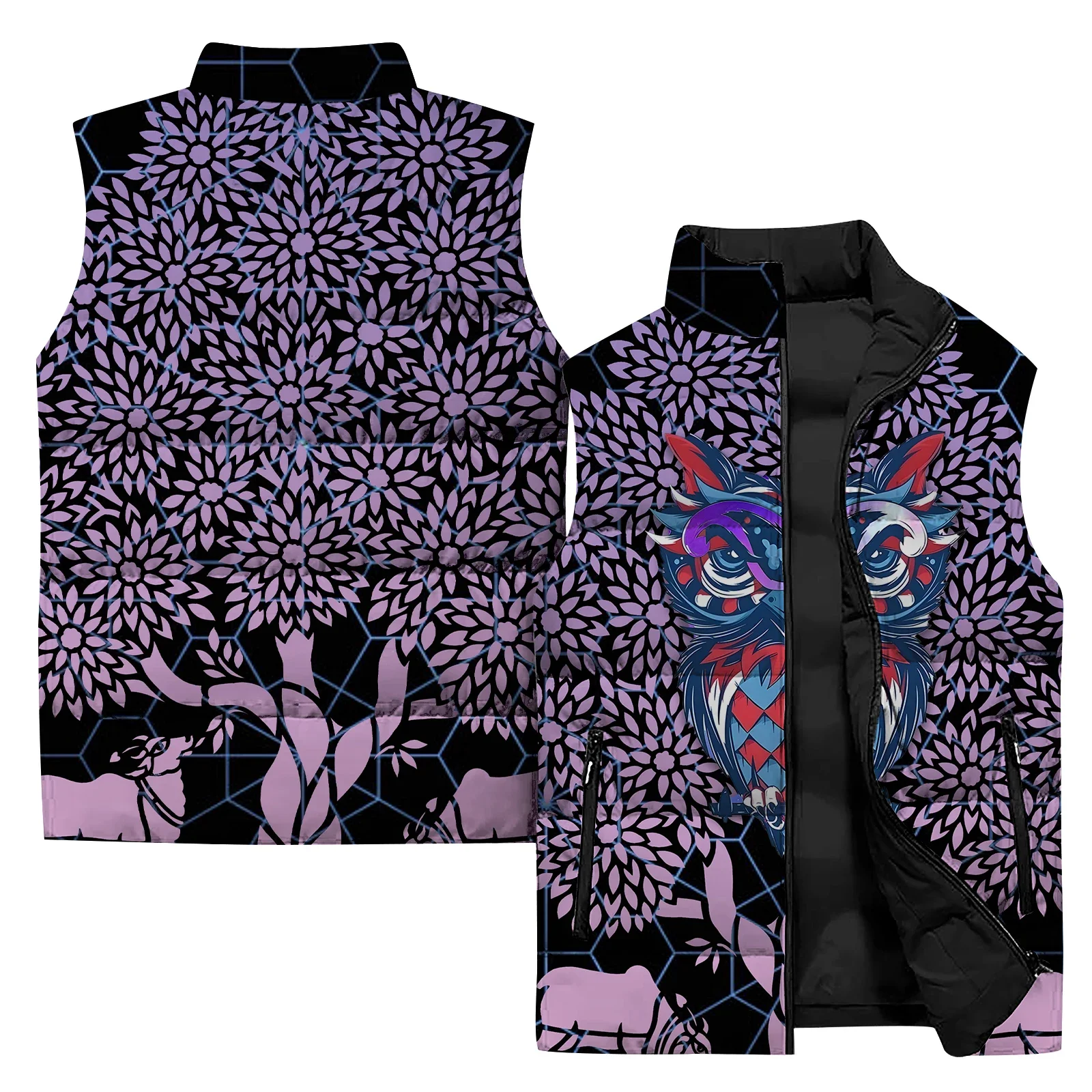 thumbnail image 1 of Chaquetas y chalecos de invierno 2024 para hombre, chalecos de invierno sin mangas para el frío, chalecos de invierno para hombre, chaleco de algodón con estampado de cuervos y pájaros, ropa para homb, 1 of 5
