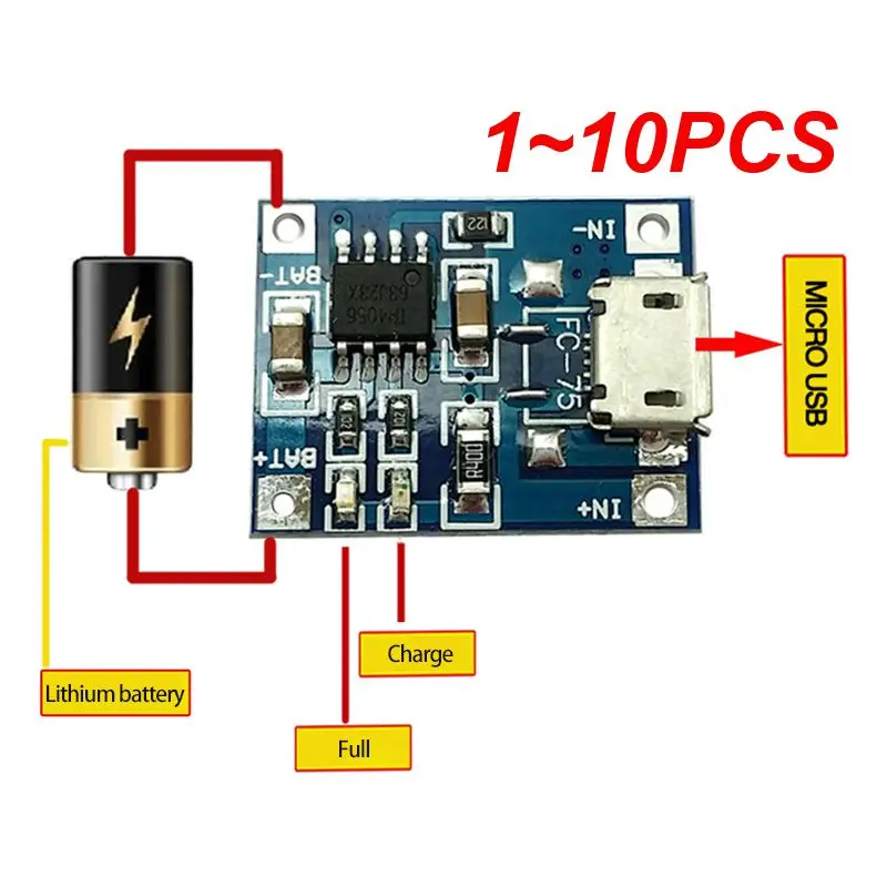 

1~10PCS Micro USB/Type-C/Mini 5V1A 18650 TP4056 Lithium Battery Charger Module Charging Board With Protection Dual Functions