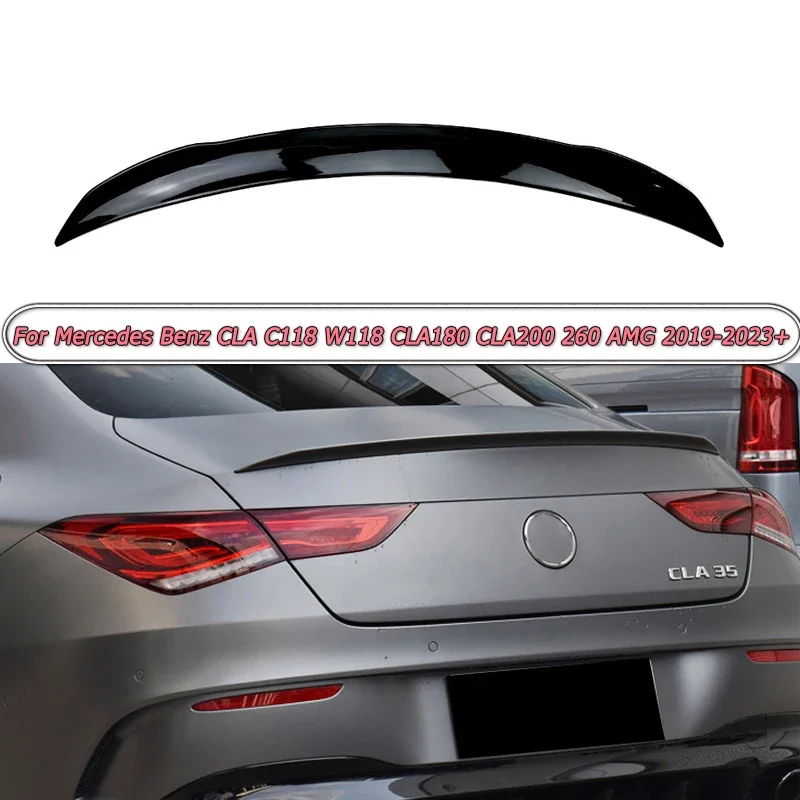 

For Mercedes Benz CLA C118 W118 CLA180 CLA200 260 AMG 2019-2023+ Rear Spoiler Wings ABS Rear Trunk Spoiler Lip Tail Wing ABS