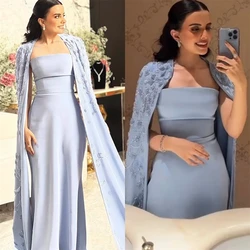 Prom Dresses Exquisite Strapless Sheath Celebrity Flowers Stole Satin Occasion Evening Gown Платье Вечернее فساتين الحفلات