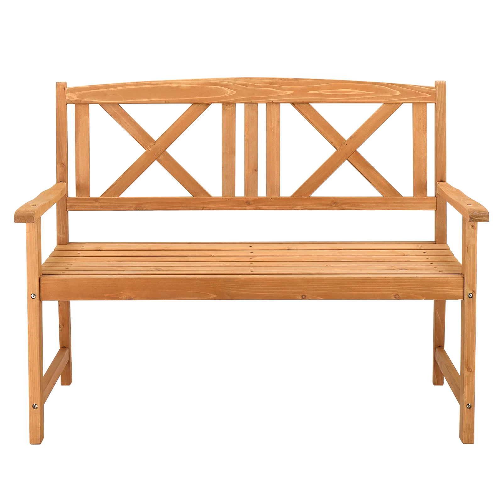 117*61*90cm Outdoor Garden Fir X Back Wooden  Wooden Bench Burlywood Outdoor Patio Garden Bench Porch Chair  Garden Chair