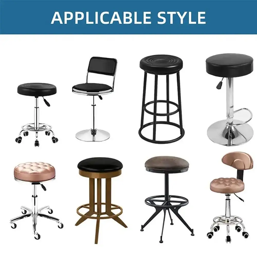 1Pcs PU Leather Chair Seat Cover Waterproof Slipcover Round Chair Cover All Inclusive 28-40cm Stool Seat Cushion Cover