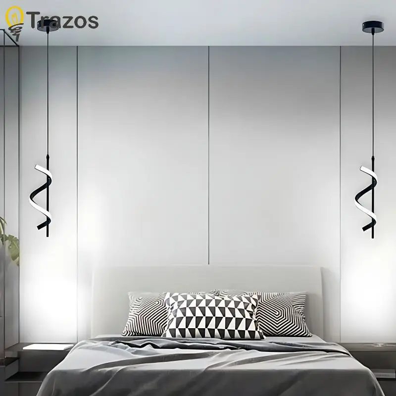 Creative Bedside Chandelier Modern Simple Bedroom Lamp Background Wall Study Bar Minimalist Long Line Light Luxury Restaurant