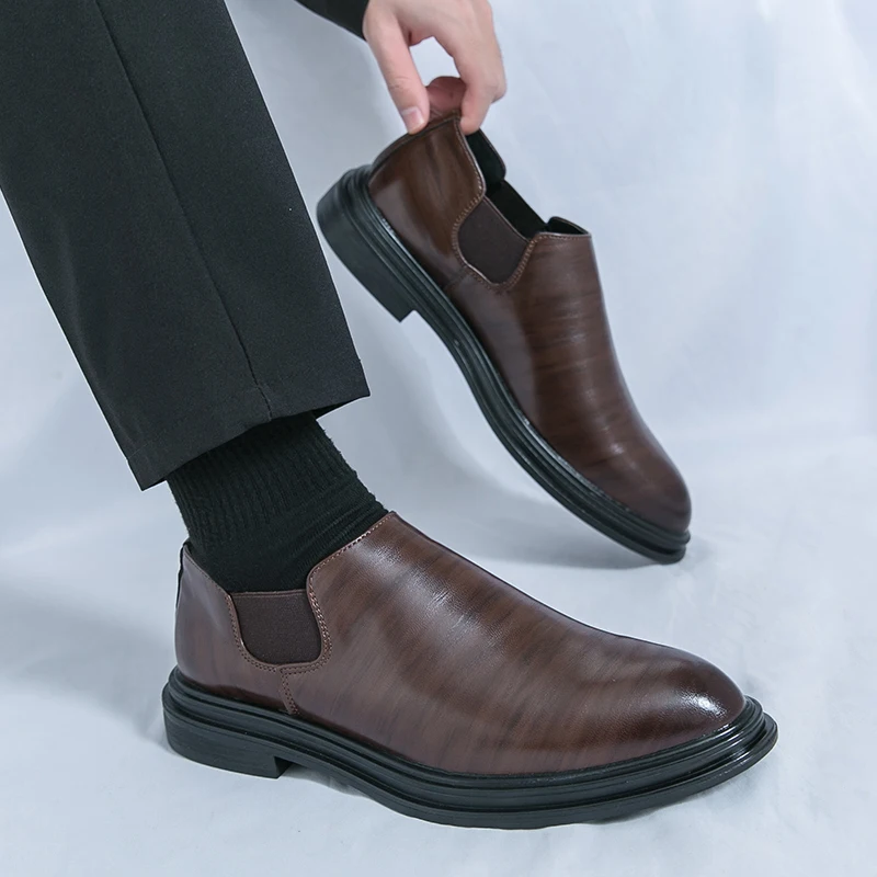 Fashion leather men casual shoes slip on flats handmade loafers classic mens formal dress business shoes moccasins