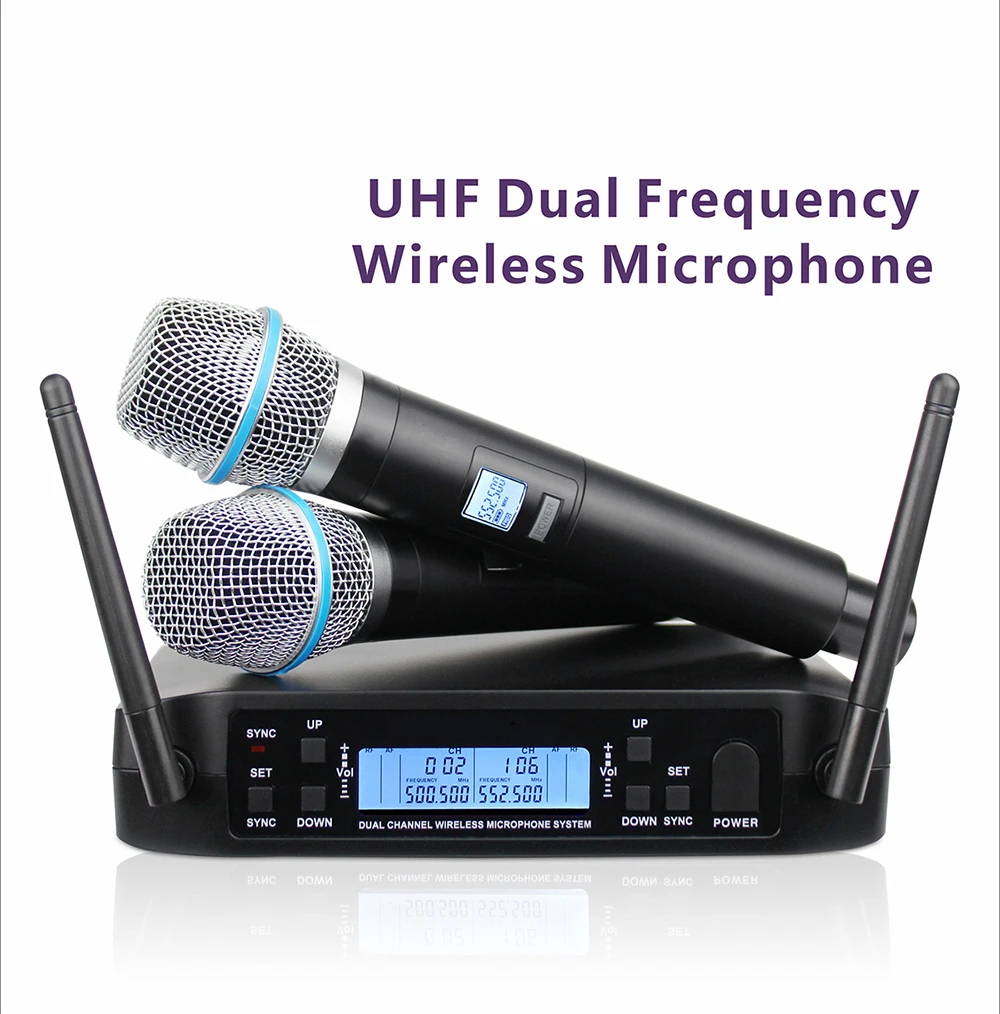

High Quality！GLXD4 Professional Dual Wireless Microphone 600-699mhz System Stage Performances UHF Dynamic 2 Channel Handheld