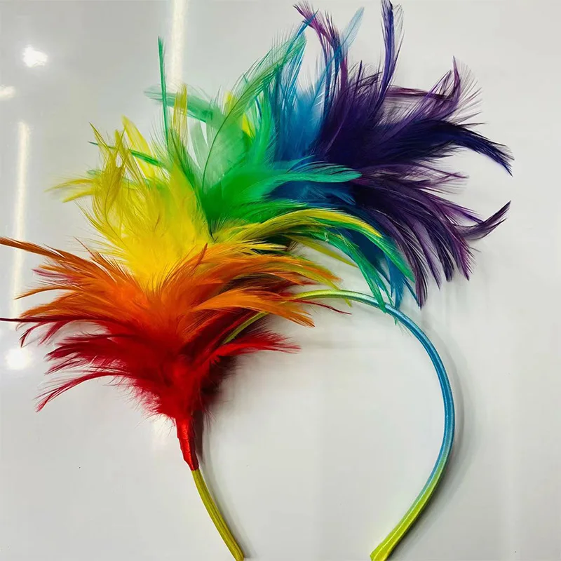 1PC Feather Headband Flapper Burlesque Dance Performance Hair Band Halloween Christmas Festival Party Headpiece Hair Accessories