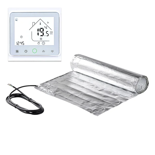 ระบบทําความร้อนใต้พื้นฟอยล์อุ่นชุด Wifi Tuya App Control Thermostat สําหรับลามิเนตลอยพรมไม้ไม้ไผ่ 1