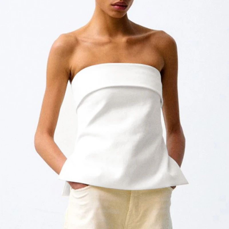 Frauen Neue Baumwolle Leinen Rohr Tops Französisch Sommer Elegante Sexy Backless Zipper Ärmel Cropped Top Frau Kleidung