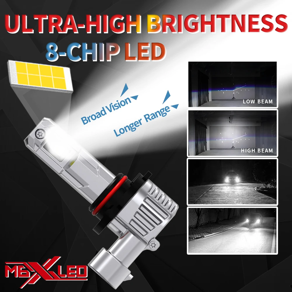 2개 HB3 P20d LED 9005 라이트 헤드라이트 자동차 터보 다이오드 전구 강력한 캔버스 오류 없음 어댑터 필요 없음 화이트 모토 안개등 12V