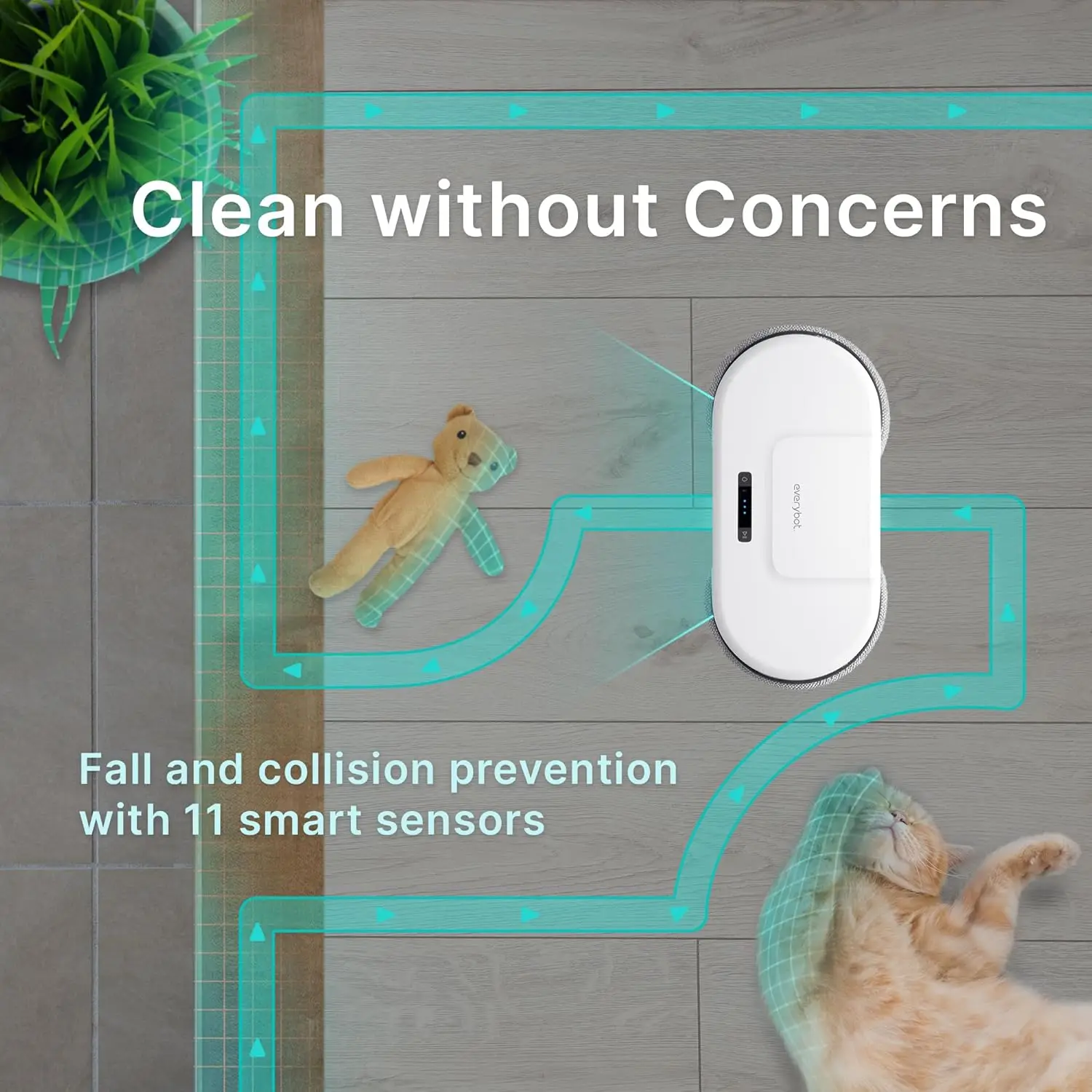 Robot Mop-Whisper Quiet Smart Mopping Robot Cleaner Only 1.5 Times Faster Dynamic Dual Spin Wet Mop for Hard