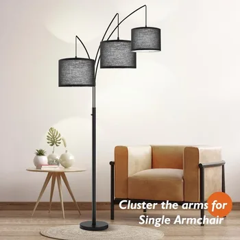 3 Lights Arc Floor Lamps for Living Room,Modern Tall Standing Lamp Hanging Over The Couch with Shades & Heavy Base 6