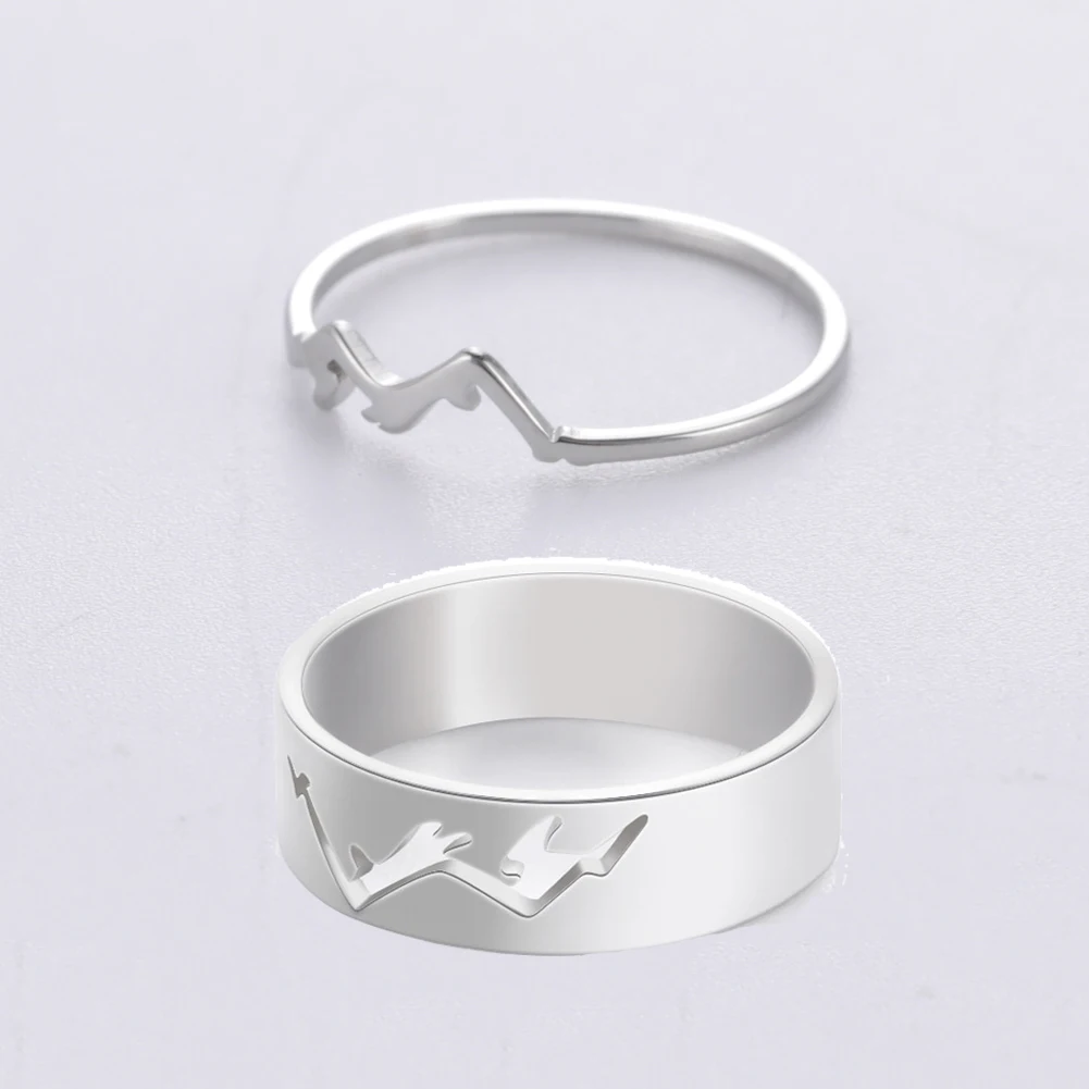 Unift Elegant Snowy Mountain Ring for Women Men Stainless Steel Minimalist Couple Ring Fashion Engagement Wedding Jewelry Gift wedding rings,finger rings,engagement rings,couple rings