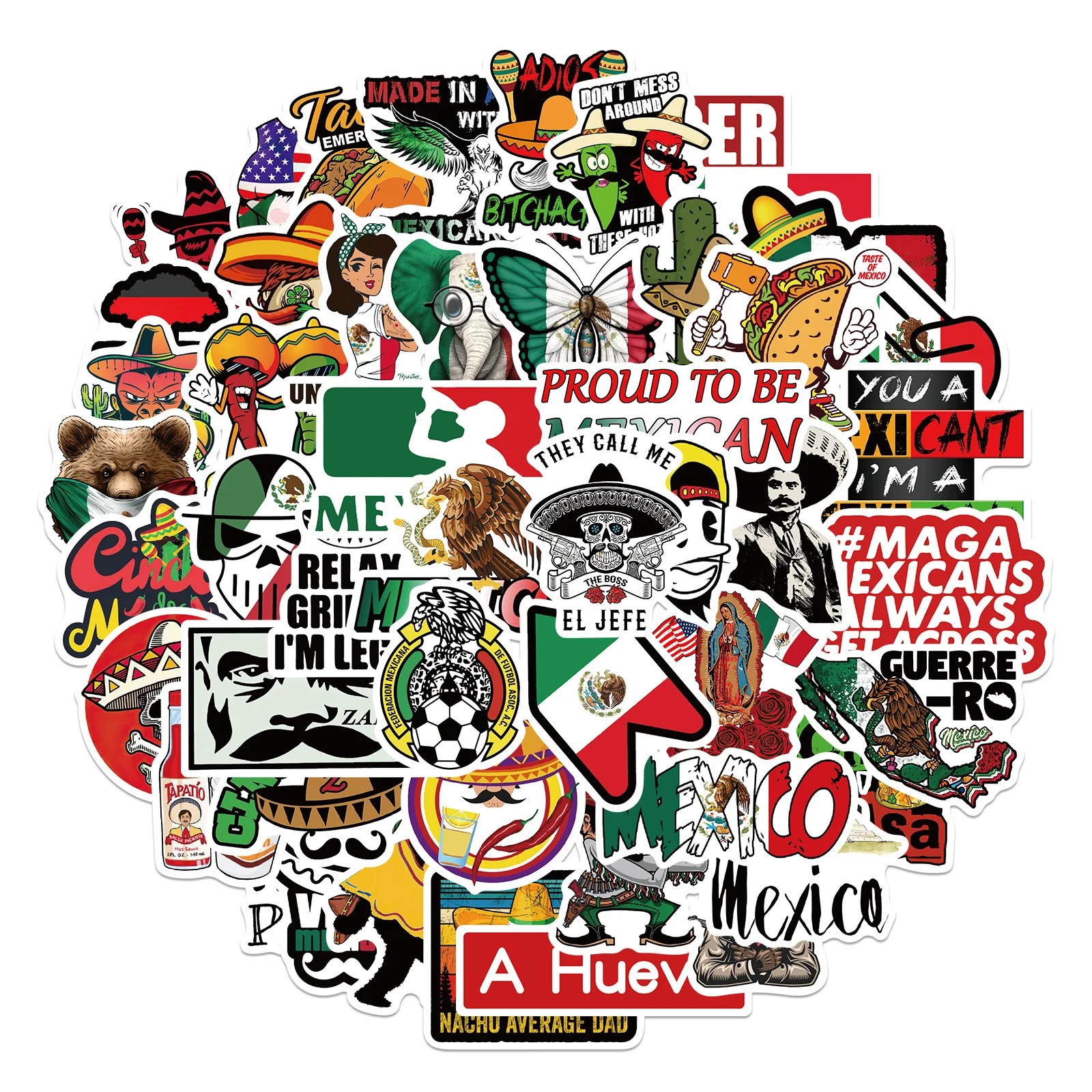 50Pcs Mexican Stickers Mexico Food Stickers Cowardly Dog Stickers DIY Waterproof Decals Scrapbooking Phone Luggage Skateboard