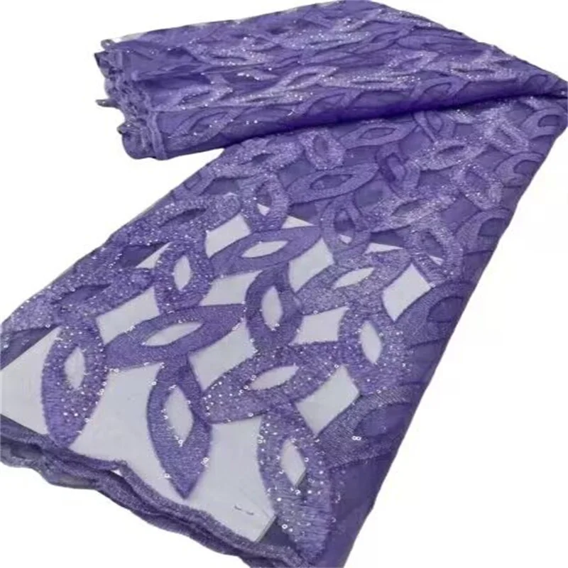 

African Lace Fabric 2023 High Quality 3D Pleated Mesh French Tulle Lace Fabric With Sequins Stones For Sewing Bridal Dress Party