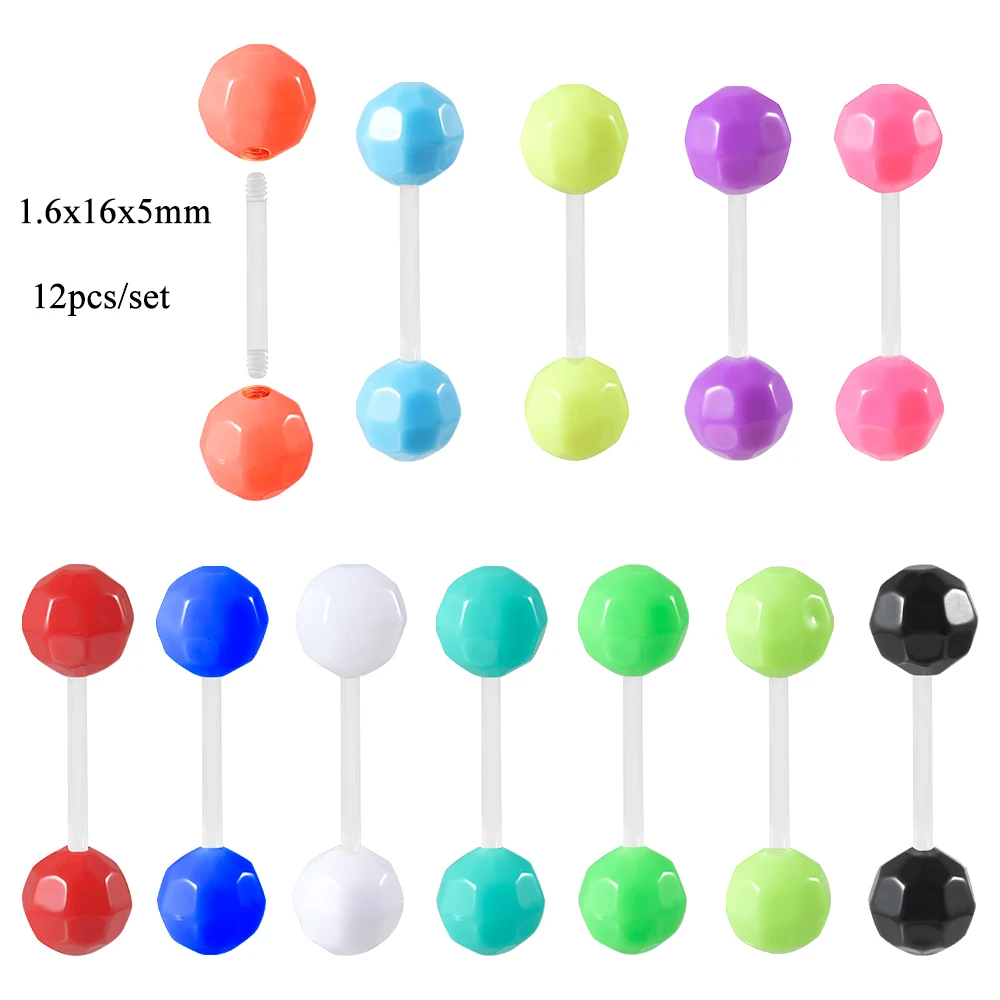 Amazon.com: Body Candy Bioplast Clear Glitter Acrylic Ball Barbell Tongue  Ring : Clothing, Shoes & Jewelry