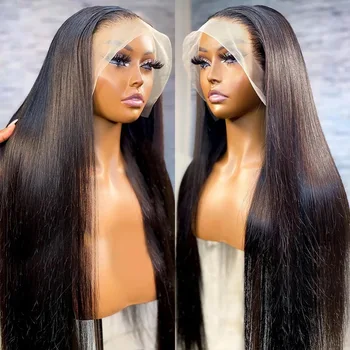 Long Soft Hair Straight Black Color Synthetic 13X6 HD Lace Frontal Wig For Black Women Prepucked With Baby Hair Glueless Wig
