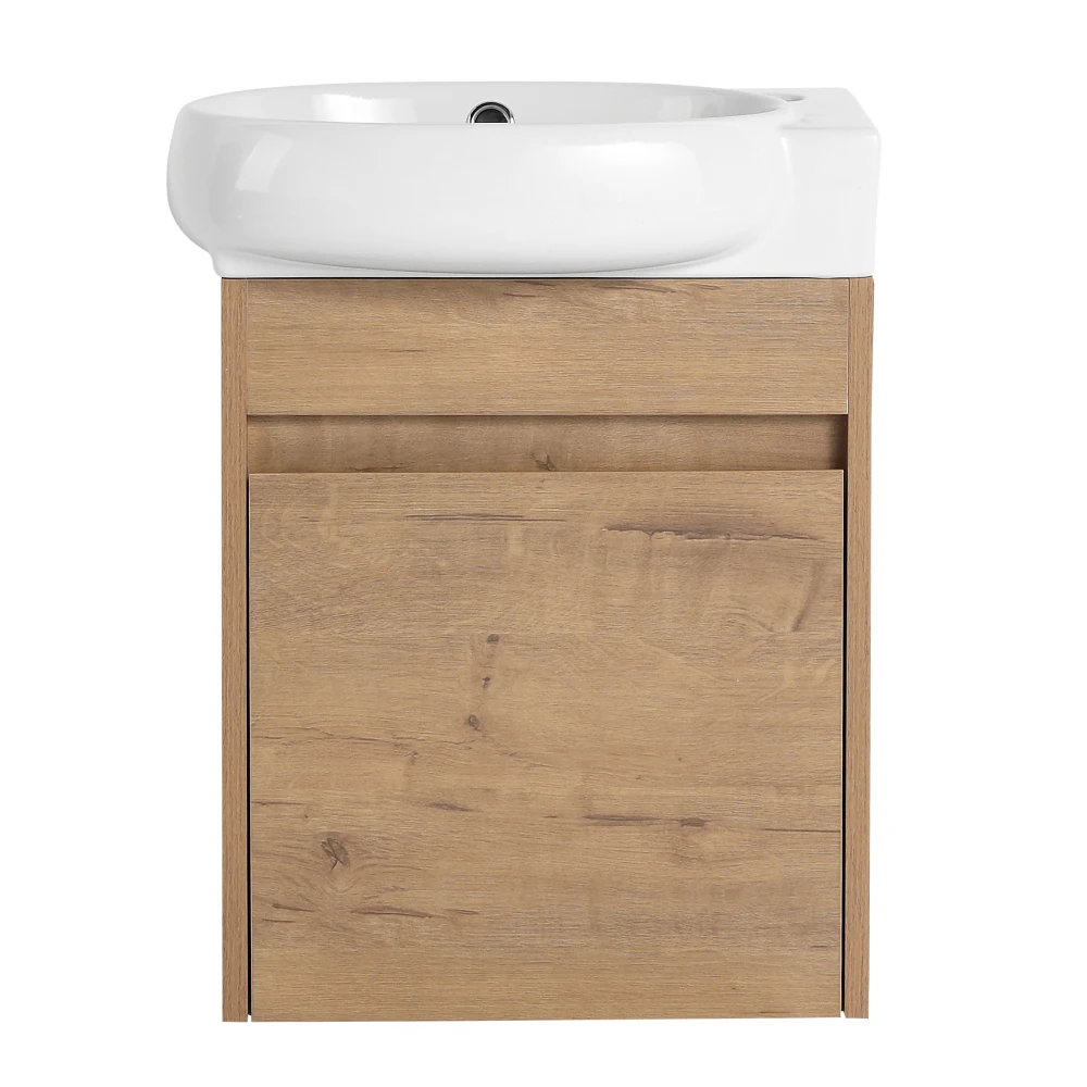16'' Bathroom Vanity with Sink Combo Wall Mounted Small Bathroom Vanity with Floating Cabinet Chrome Faucet Bathroom Basin 3