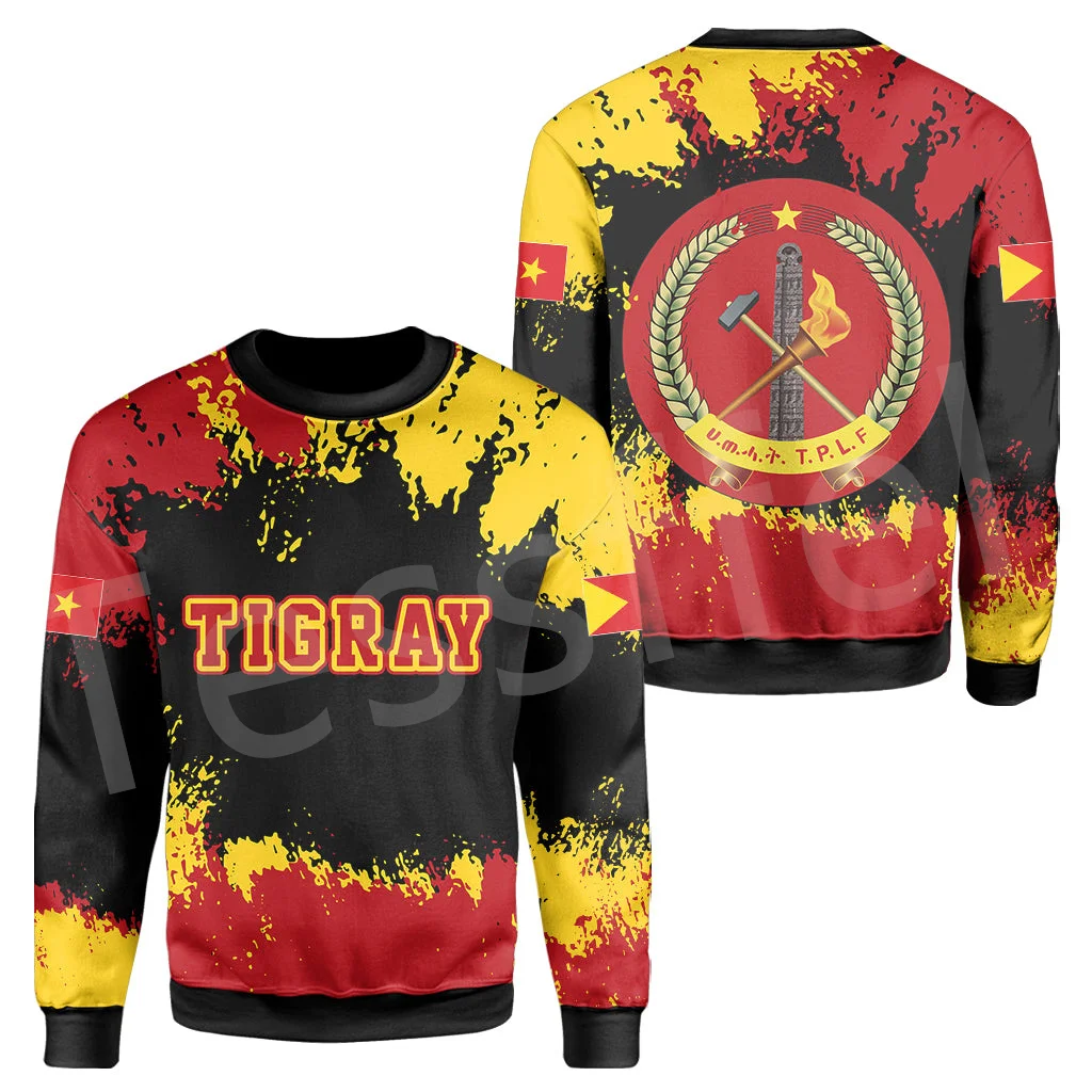 Tessffel NewFashion Custom Name Africa Country Ethiopia Tigray Flag Retro Tracksuit 3DPrint Men/Women Casual Pullover Hoodies 14