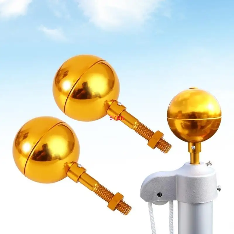 57BE Poles Toppers Sphere Ornament Gold Aluminum Flagpole Sphere Toppers Ornament Weather proof Designs For Outdoor