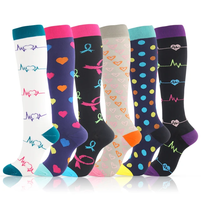 Compression Stockings Socks 3/5/6/7/8 pairs per set Unisex Sports Socks Lot Prevent Varicose Veins Nurse Socks Compression 6 Pair J