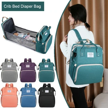 Borsa per Pannolini Leggera e Portatile con Culla Pieghevole, Borsa da Viaggio per Maternità di Grande Capacità, Zaino per Neonati, Borsa da Passeggio per Mamme