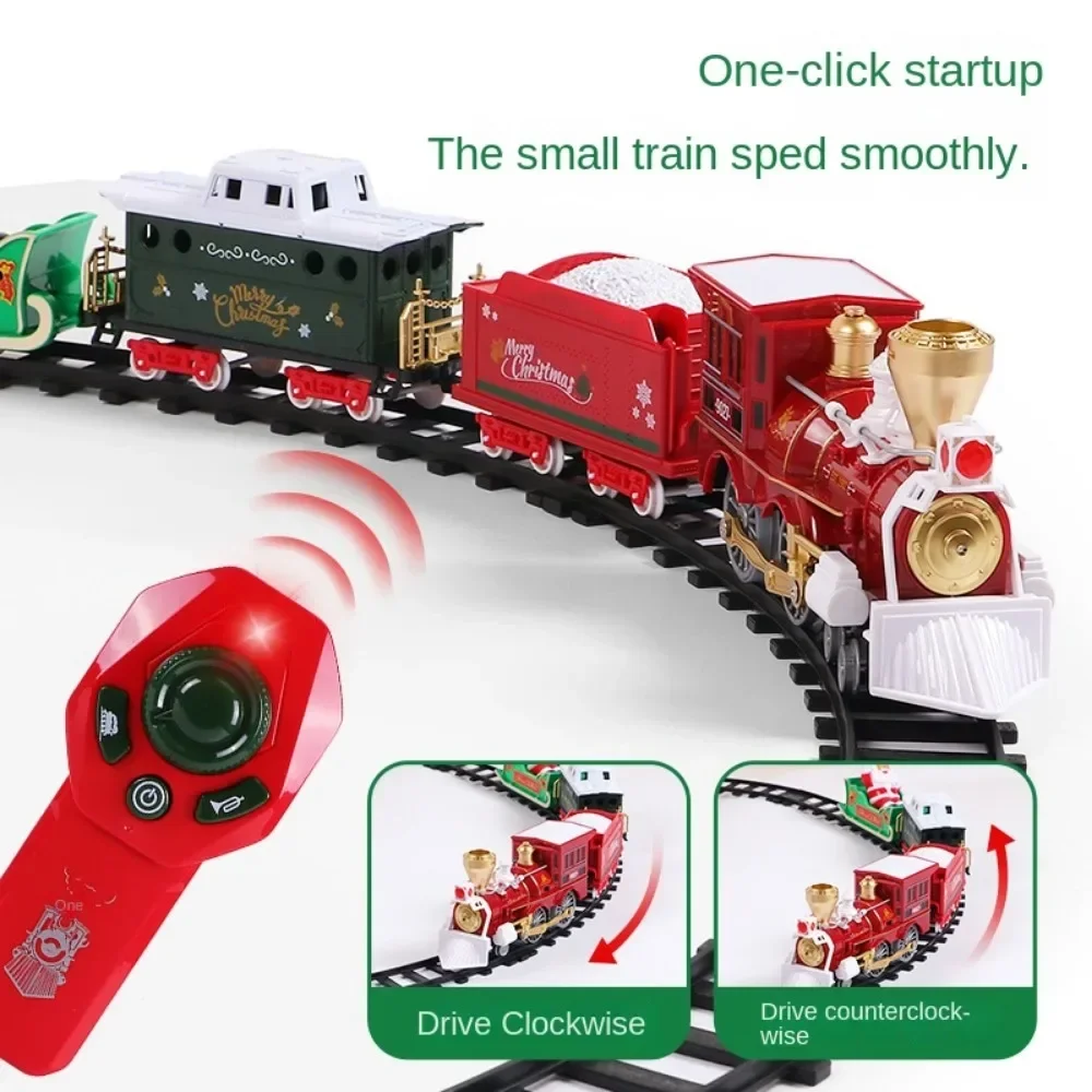 Simulate Christmas Vintage Steam Smoking Little Train High-speed Rail Electric Rail Car Model Children's Toy Gift
