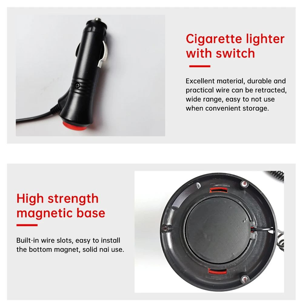 DC12~24V Magnetic Flashing Warning Light 12LED Flashing Light High Brightness Emergency Indicator Car Outline