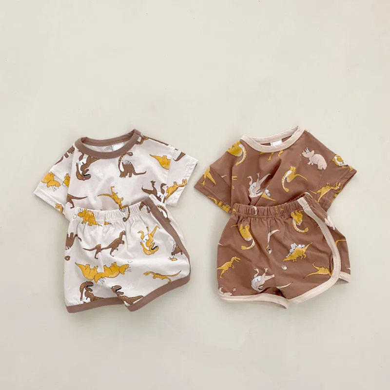 

Summer Dinosaur Baby Clothing Set Cartoon Shirt + Shorts Suits Boy Short Sleeve Clothes Summer toddler traksuits