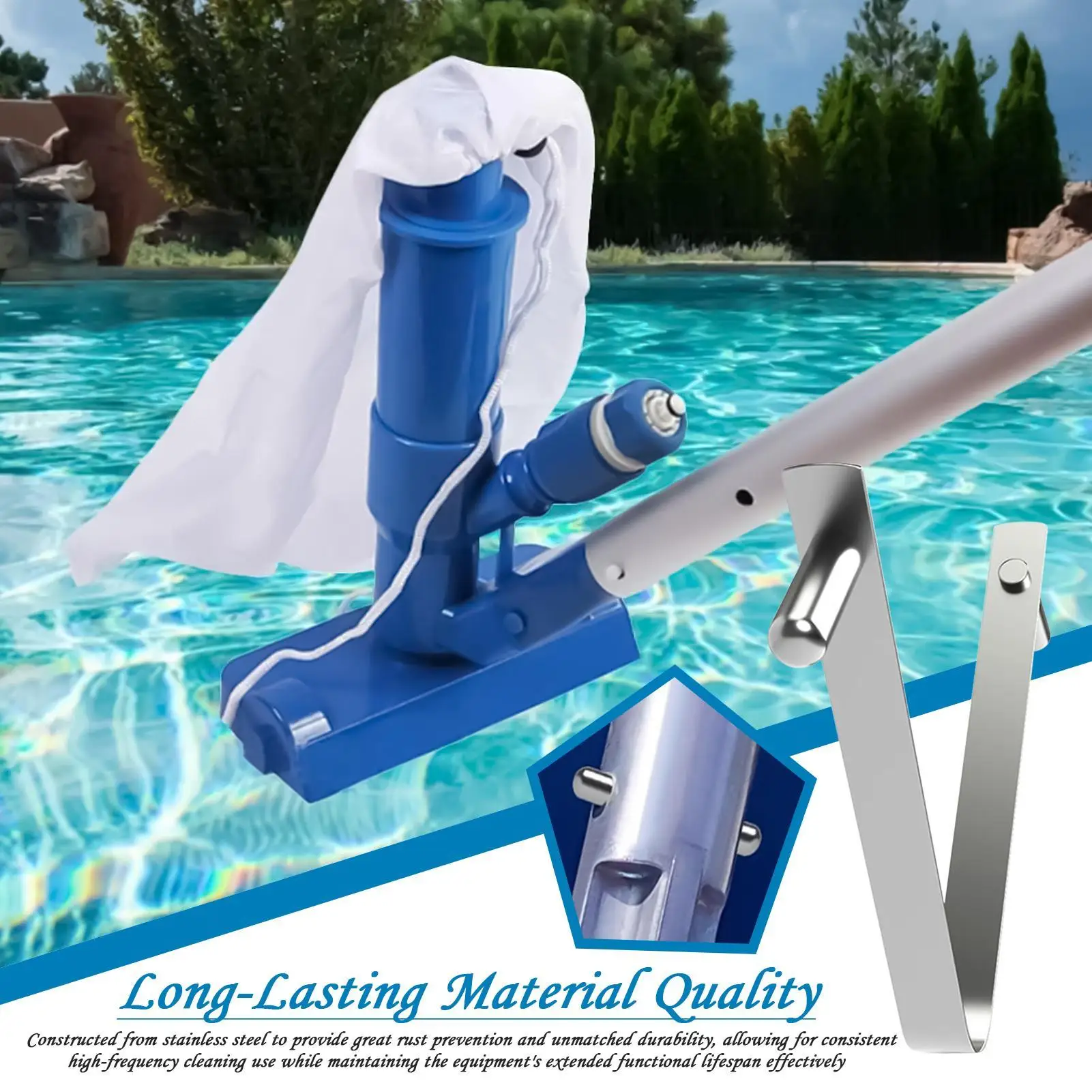 Pool Pole Butterfly V-Clip Replacement Stainless Steel Pool V Clip Telescopic Rod Replacement Parts For Vacuum Head Poles