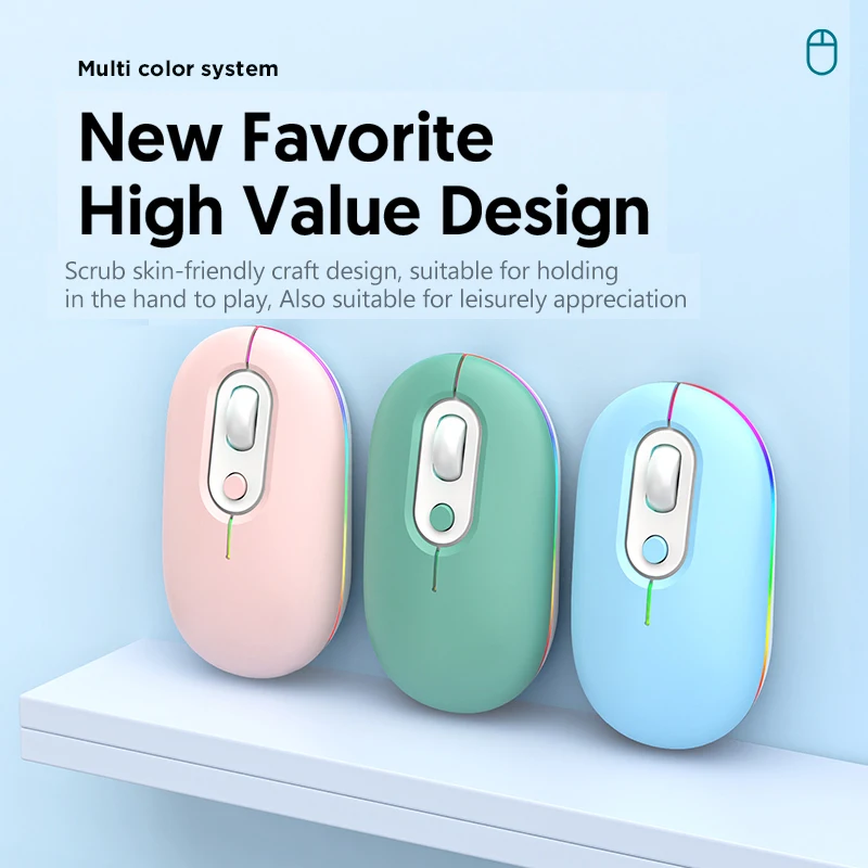 Rechargeable RGB Bluetooth Ergonomic Wireless Mouse with LED Backlit and Silent Clicks