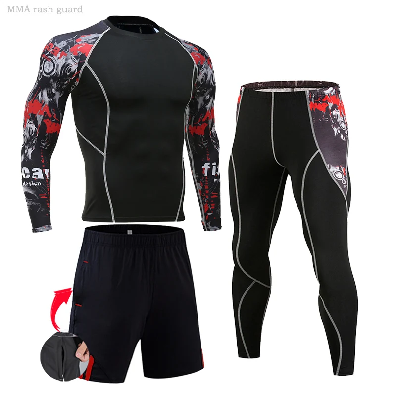 Motorcycle Cycling base layer Men Compression underwear workout set thermo shirt Gym leggings jogging suit rashgard male 4XL