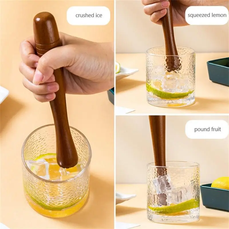 Wooden Manual Lemon Juice Hammer Multifunctional Milk Tea Blending Stirring Rod Crushed Ice Bar Milk Tea Fruit Cocktail Tools