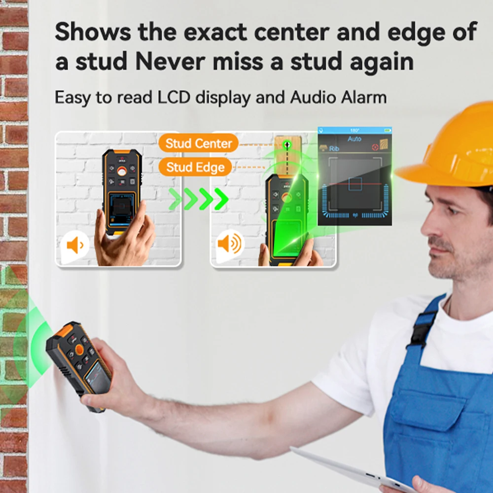 NOYAFA Wall Scanner NF-513 Metal Detector Stud Finder LCD Display Wall Detector Metal AC Live Wires with Positioning Hole 4