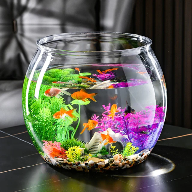 Transparent Round Goldfish Bowls Shatterproof Fish Breeding Tank 2 Sizes  Without Burrs Multipurpose for for Home