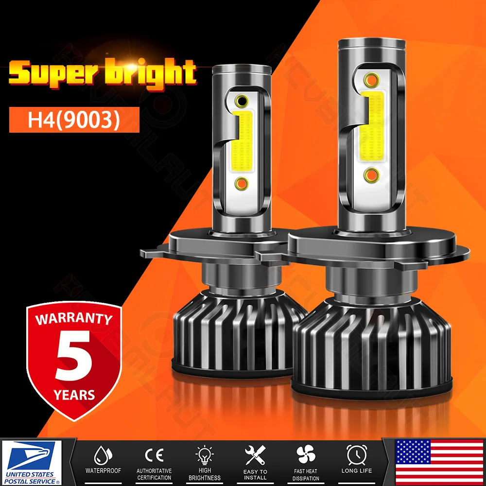 

PCVBMLAUT 2PCS Car lights 3012-H4 Super Bright LED Headlights High Low Beam Fog Light Bulb White 6000K Car accsesories