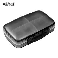 Travel Pill Organizer with 8 Spacious Compartments - Portable Medicine Storage Box (Black)