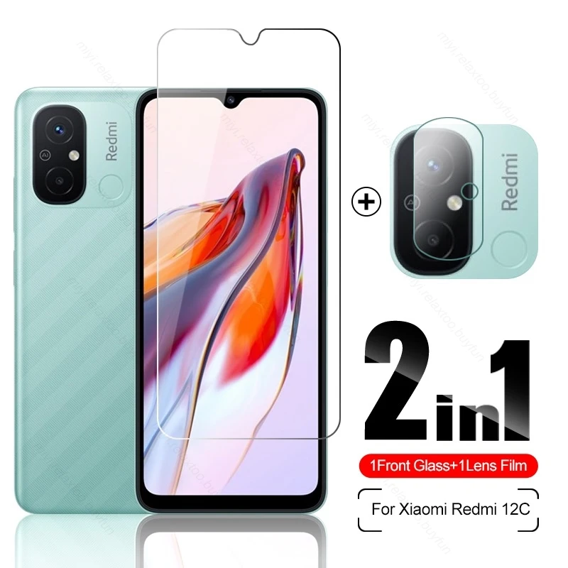 

Закаленное стекло 2 в 1 9H для Xiaomi Redmi 12C, 12 C, C12, Redmi12C, 4G, 2023, 6,71 дюйма, полноэкранная защита, Взрывозащищенная защитная пленка HD