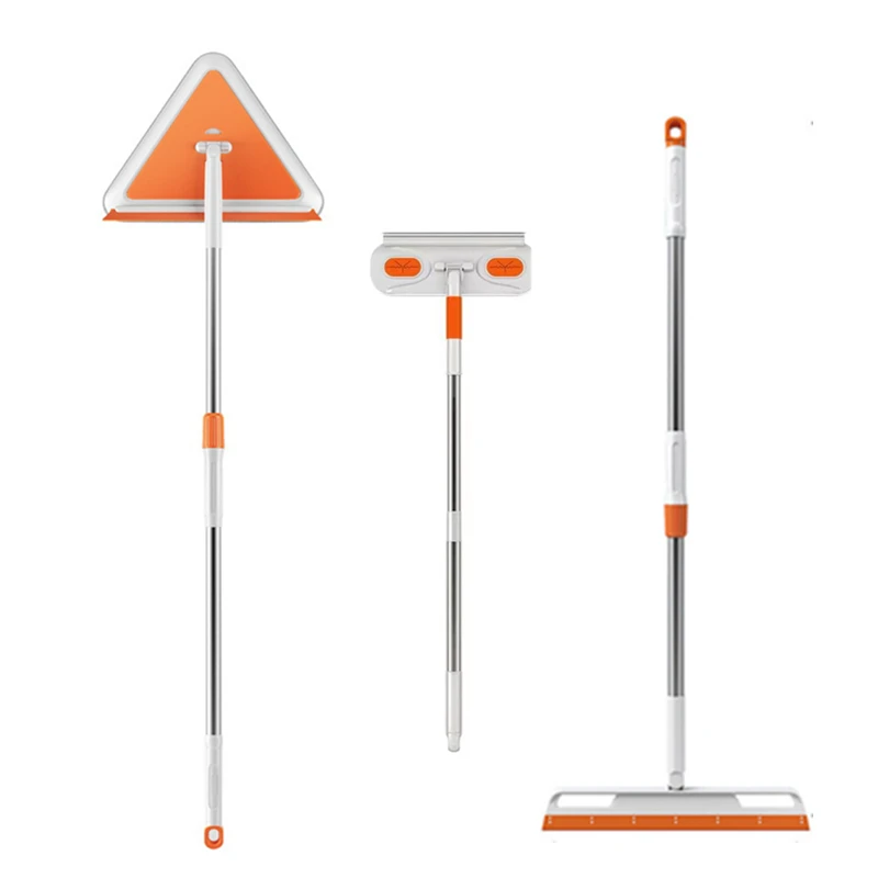 Glass window scraper telescopic silicone strip wiper scrapper brush dusting triangle mop for window toilet floor drying