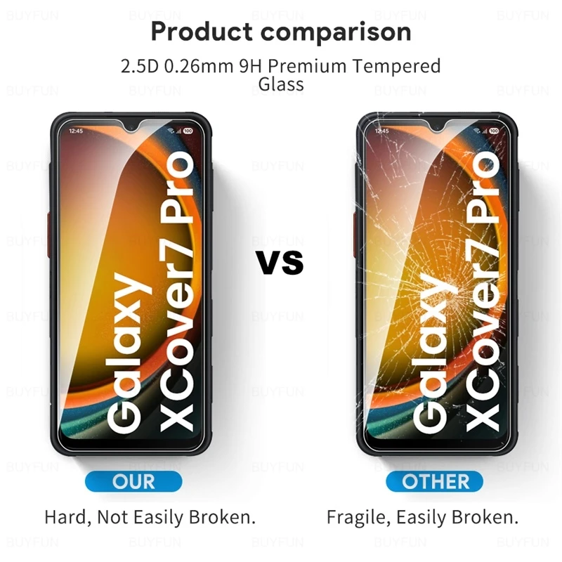 Samsung XCover Tempered Glass Screen Protector - 3 Pack, 9H Hardness, HD Clarity