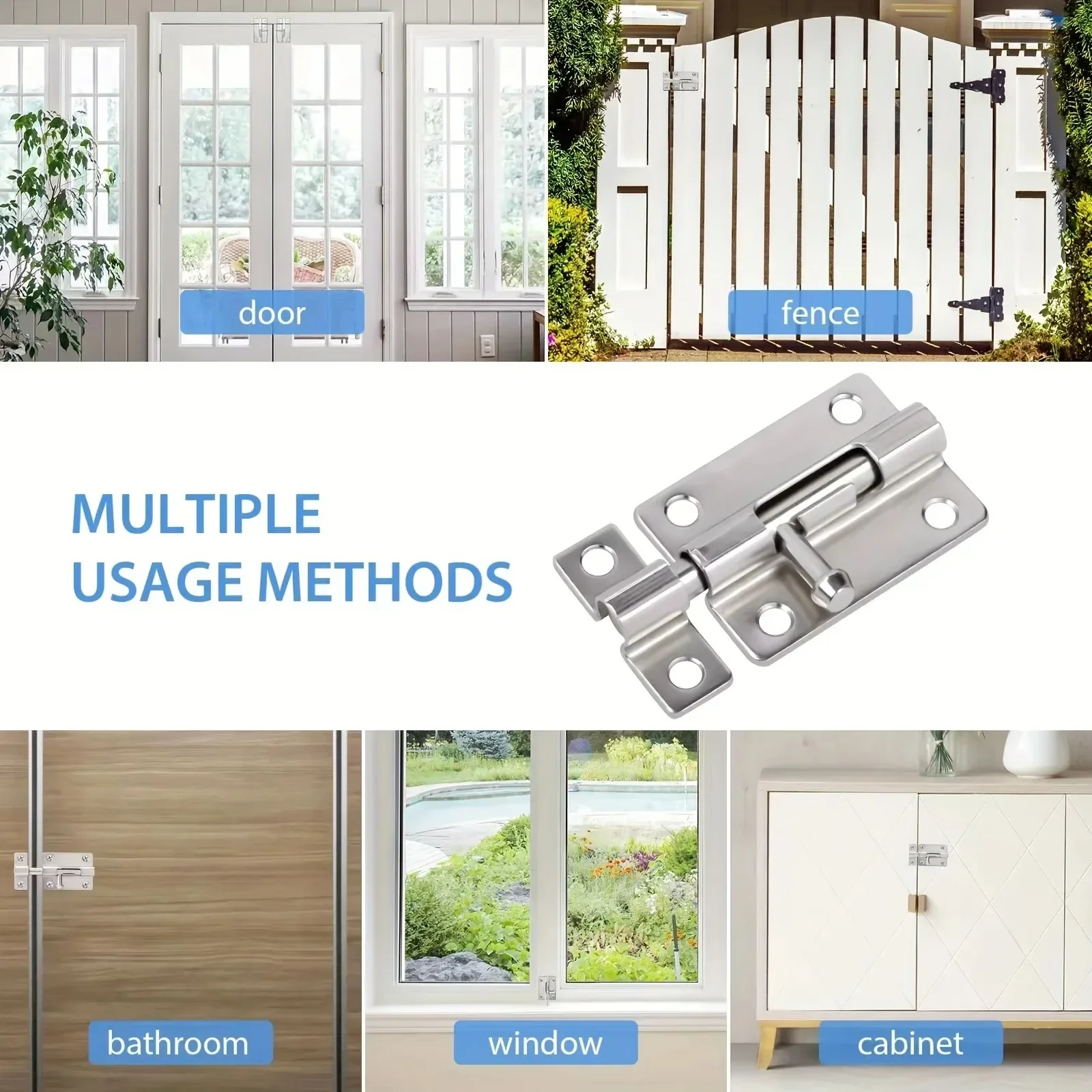 Stainless Steel Bolt Thickened Door Insert Anti-Theft Wooden Door Hasp 4 Inch Latch Solid Sliding Bolt Toilet Lock door latch