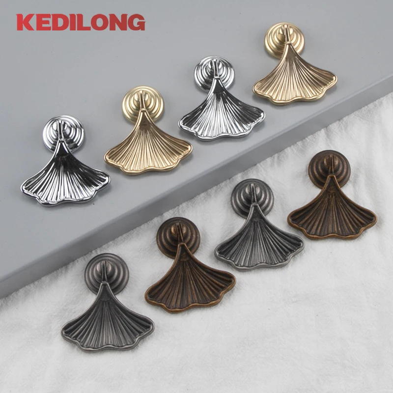 Vendas Diretas do Fabricante Ginkgo Folha de Ouro Lidar com Móveis Ferragens Armário de Cozinha Gaveta Botão Peças