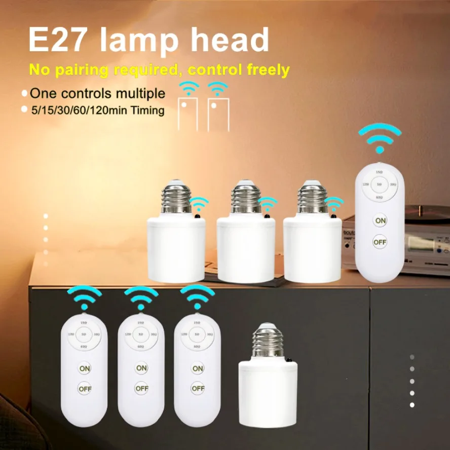 Multiple Controls E27 Wireless Remote Control Smart Timer Switch Lamp Holder 220V Multi Light Switch Baby Room Bedroom