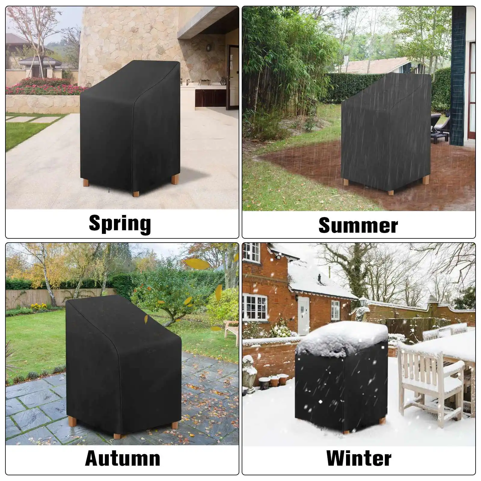 1/2/3 Stacked Chair Dust Cover Storage Bag Outdoor Garden Patio Furniture Protector Anti-uv Waterproof Dustproof Chair Organizer